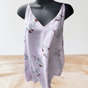LOFT size medium, gorgeous lined top, racer back crane birds, v neck, exc cond.